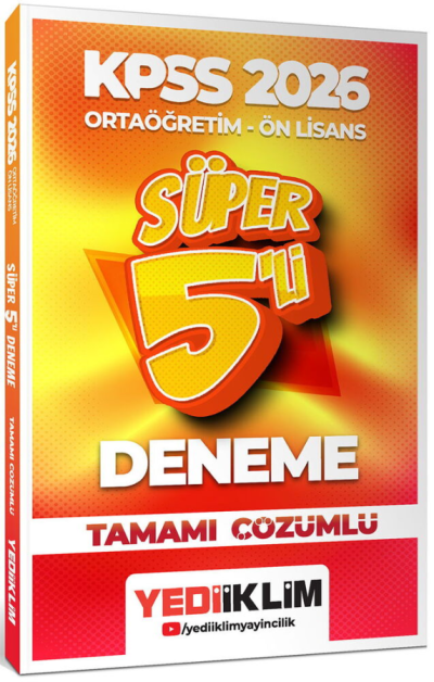 2026 Kpss Ortaöğretim-Önlisans Genel Yetenek Genel Kültür Tamamı Çözümlü Süper 5 Deneme Yediiklim Yayınları Panda Fotokopi & Baskı Merkezi
