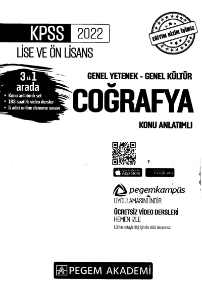 2022 KPSS LİSE VE ÖNLİSANS COĞRAFYA KONU ANLATIMI Panda Fotokopi & Baskı Merkezi
