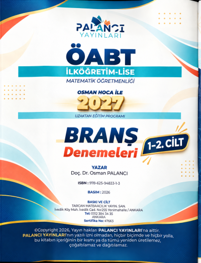 ÖABT İlköğretim Lise Matematik Branş Denemeleri 1-2 Cilt Bir Arada Osman Palancı Panda Fotokopi & Baskı Merkezi