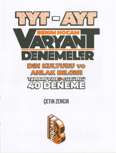 TYT-AYT DİN KÜLTÜRÜ VE AHLAK BİLGİSİ VARYANT 40 DENEME Panda Fotokopi & Baskı Merkezi