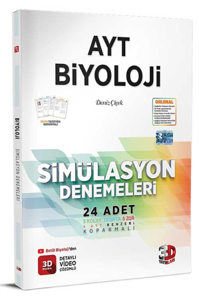 2025 AYT Biyoloji Simülasyon Denemeleri Detaylı Video Çözümlü 3D Yayınları Panda Fotokopi & Baskı Merkezi