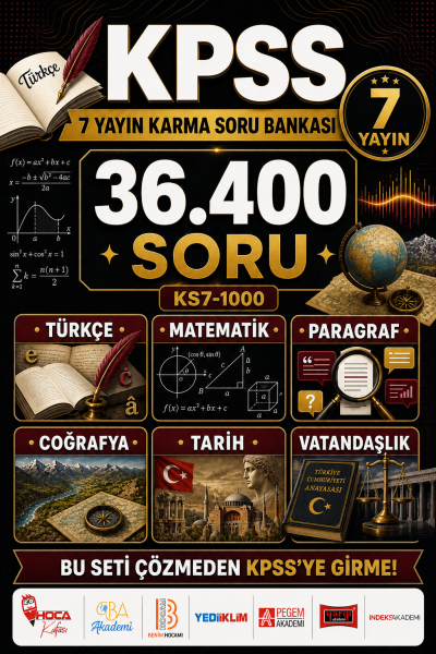 KPSS Tüm Dersler (Türkçe-Paragraf-Matematik-Coğrafya-Tarih-Vatandaşlık) 7 Yayın Karma Soru Bankası Tam 36400 Soru Panda Fotokopi & Baskı Merkezi