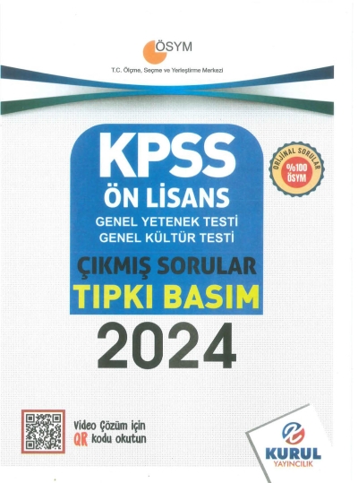 Ön Lisans KPSS Son 5 Sınav GY-GK Çıkmış Sorular Tıpkı Basım Kurul Yayınları (2016-2024) Panda Fotokopi & Baskı Merkezi