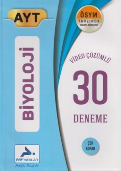 AYT Biyoloji Video Çözümlü 30 Deneme PRF Paraf Yayınları Panda Fotokopi & Baskı Merkezi