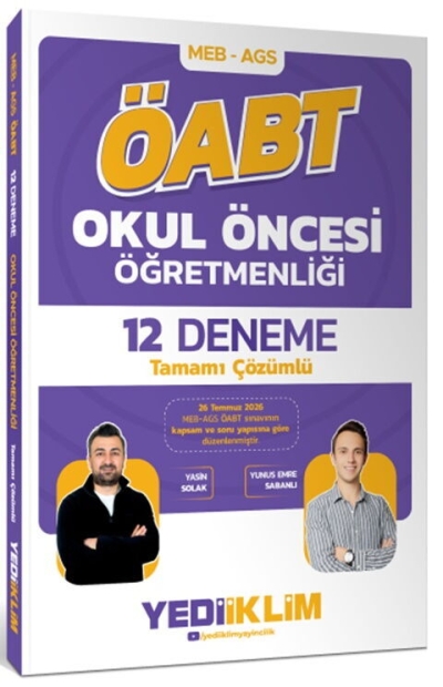 MEB AGS ÖABT Okul Öncesi Öğretmenliği Tamamı Çözümlü 12 Deneme Yediiklim Yayınları Panda Fotokopi & Baskı Merkezi