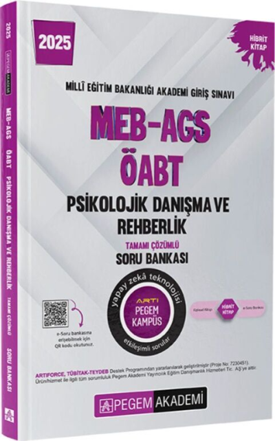 2025 MEB-AGS-ÖABT Psikolojik Danışma ve Rehberlik Tamamı Çözümlü Soru Bankası Pegem Akademi Yayıncılık Panda Fotokopi & Baskı Merkezi
