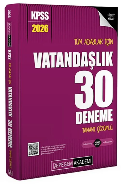 2026 KPSS Tüm Adaylar İçin Vatandaşlık 30 Deneme Tamamı Çözümlü Pegem Yayınları Panda Fotokopi & Baskı Merkezi