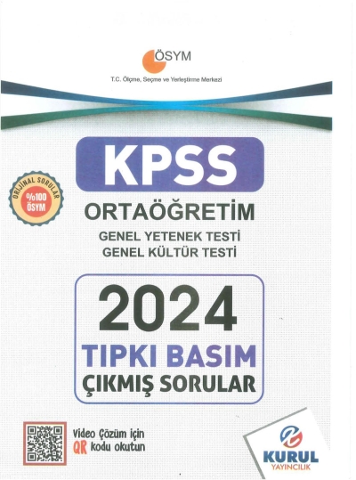 Ortaöğretim KPSS Son 5 Sınav GY-GK Çıkmış Sorular Tıpkı Basım Kurul Yayınları (2016-2024) Panda Fotokopi & Baskı Merkezi
