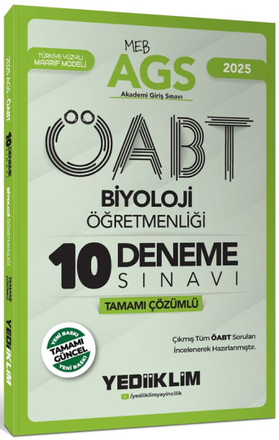 2025 MEB AGS ÖABT Biyoloji Öğretmenliği Tamamı Çözümlü 10 Deneme Sınavı Yediiklim Yayınları Panda Fotokopi & Baskı Merkezi