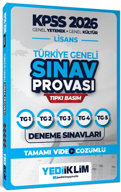 2026 KPSS Lisans GY-GK Türkiye Geneli Sınav Provası Tıpkı Basım Deneme Sınavları Tamamı Video Çözümlü Yediiklim Yayınları (TG1-2-3-4-5) Panda Fotokopi & Baskı Merkezi