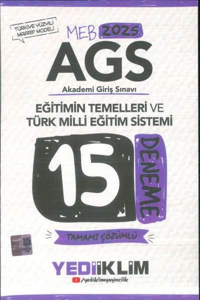 2025 MEB AGS Eğitimin Temelleri ve Türk Milli Eğitim Sistemi Tamamı Çözümlü 15 Deneme Yediiklim Yayınları Panda Fotokopi & Baskı Merkezi