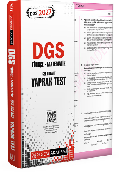 2027 DGS Türkçe Matematik Yaprak Test Pegem Akademi Panda Fotokopi & Baskı Merkezi