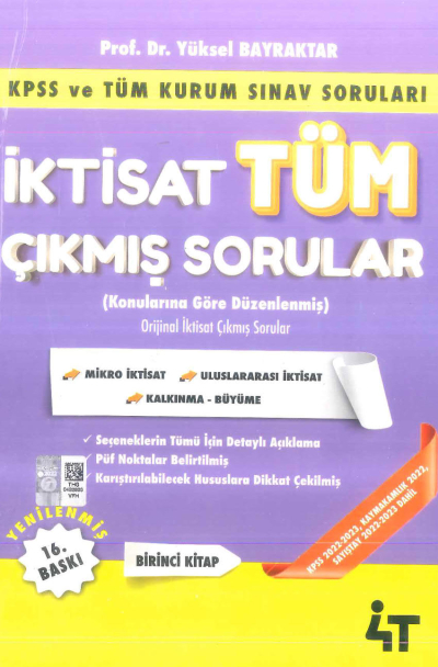 İktisat Tüm Çıkmış Sorular 1. Kitap 4T Yayınevi Yüksel Bayraktar Panda Fotokopi & Baskı Merkezi