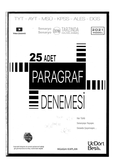 TYT AYT Paragraf 25 Deneme Panda Fotokopi & Baskı Merkezi