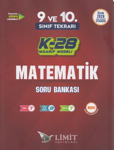 2028 TYT 9. ve 10. Sınıf Tekrarı Matematik K-28 Maarif Model Soru Bankası Limit Yayınları