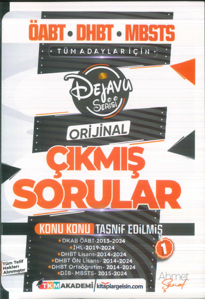2025 ÖABT DHBT MBSTS Din Kültürü ve Ahlak Bilgisi Dejavu Orijinal Çıkmış Sorular Seti 1. Kitap TKM Akademi Panda Fotokopi & Baskı Merkezi