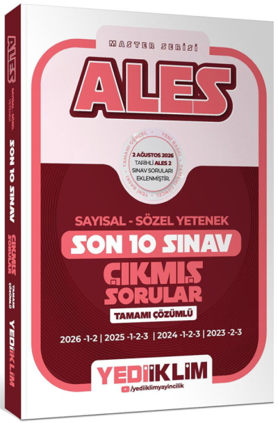 ALES Sayısal Sözel Yetenek Tamamı Çözümlü Son 10 Sınav Çıkmış Sorular Yediiklim Yayınları Panda Fotokopi & Baskı Merkezi