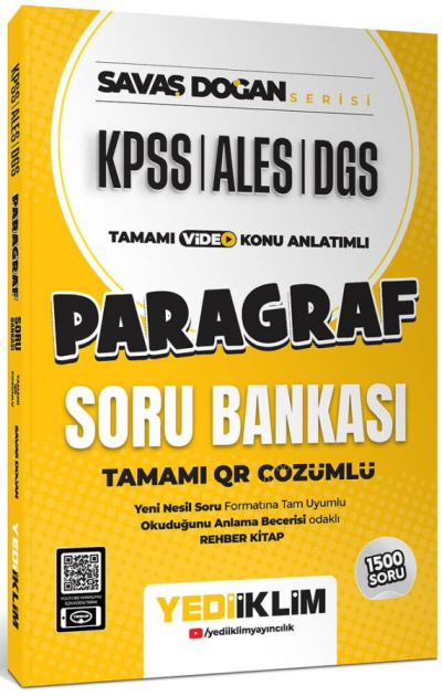 KPSS ALES DGS Savaş Doğan Serisi Paragraf Tamamı Video Konu Anlatımlı ve Tamamı QR Çözümlü Soru Bankası Yediiklim Yayınları Panda Fotokopi & Baskı Merkezi