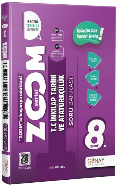 8.Sınıf LGS Yeni Zoom İnkılap Tarihi Soru Bankası Günay Yayınları Panda Fotokopi & Baskı Merkezi