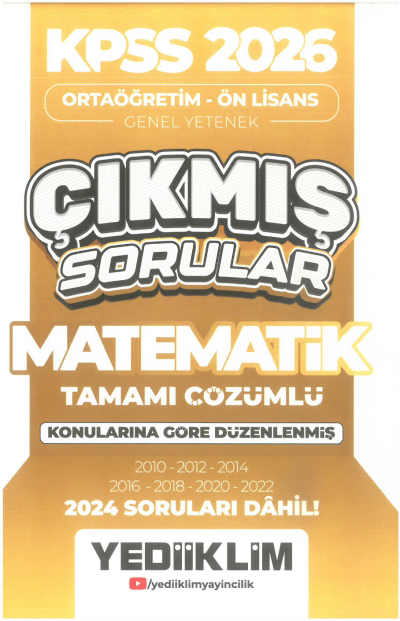 2026 KPSS Ortaöğretim-Önlisans Matematik Konularına Göre Çıkmış Sorular(2024 soruları dahil) Yediiklim Yayınları Panda Fotokopi & Baskı Merkezi