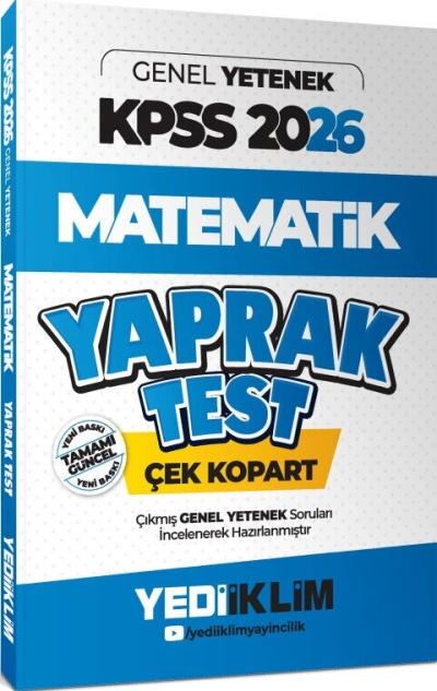 2026 KPSS Genel Yetenek Matematik Çek Kopart Yaprak Test Yediiklim Yayınları Panda Fotokopi & Baskı Merkezi