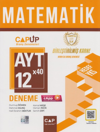 AYT Matematik Birleştirilmiş Karne 12x40 UP Deneme Video Çözümlü Çap Yayınları