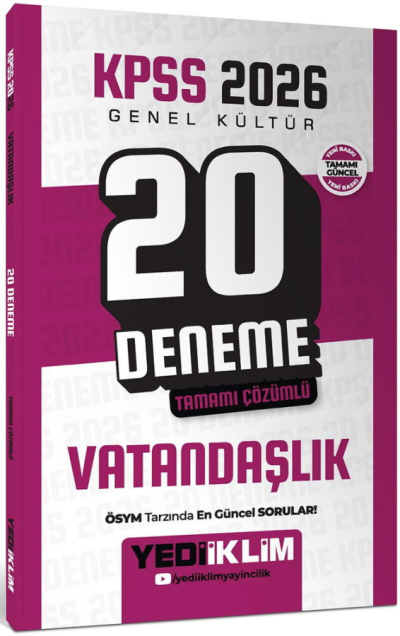 2026 KPSS Genel Kültür Vatandaşlık Tamamı Çözümlü 20 Deneme Yediiklim Yayınları Panda Fotokopi & Baskı Merkezi