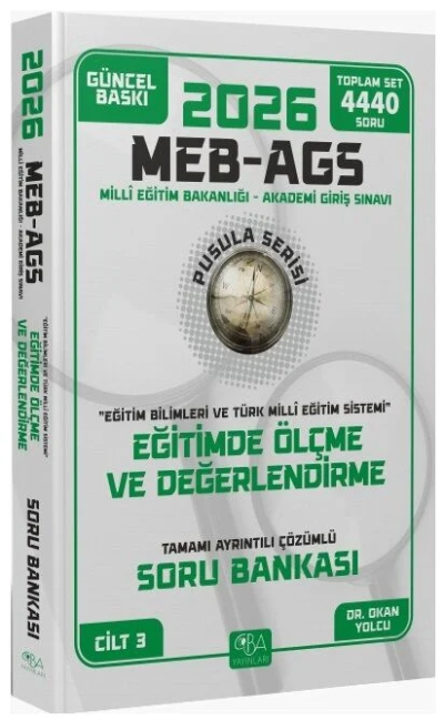2026 MEB-AGS Eğitim Bilimleri Eğitimde Ölçme ve Değerlendirme Soru Bankası Çözümlü Pusula Serisi CBA Yayınları Panda Fotokopi & Baskı Merkezi