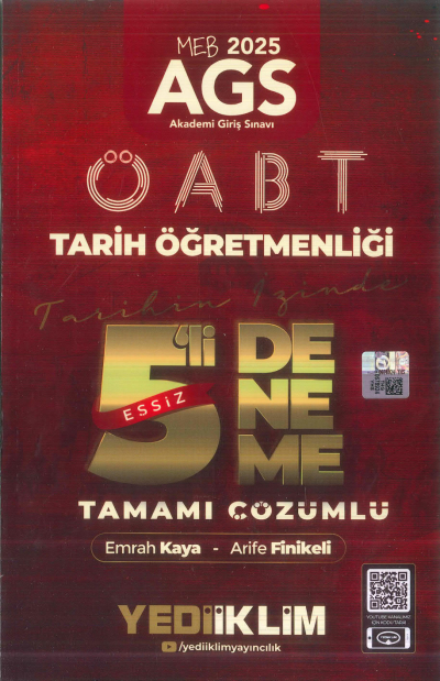 2025 MEB AGS ÖABT Tarih Öğretmenliği Tamamı Çözümlü Tarihin İzinde Eşsiz 5 li Deneme Yediiklim Yayınları Panda Fotokopi & Baskı Merkezi