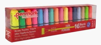 Penmark Mini Fosforlu Kalem 16 Lı Neon+Pastel+Tropik Panda Fotokopi & Baskı Merkezi