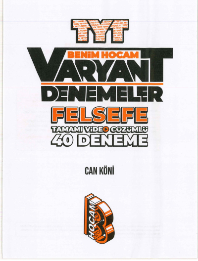 TYT FELSEFE VARYANT 40 DENEME Panda Fotokopi & Baskı Merkezi