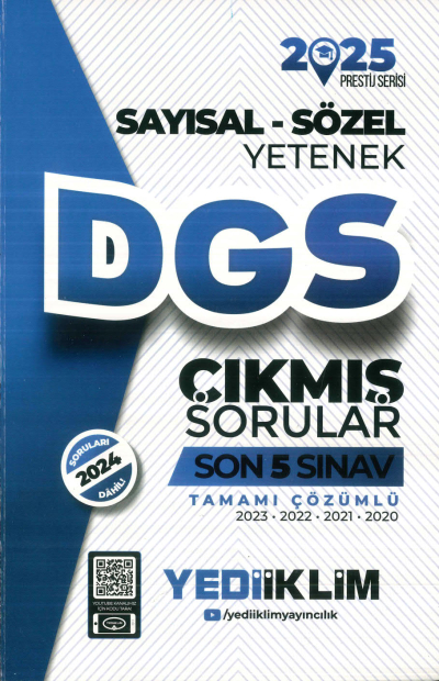 2025 DGS Sayısal-Sözel Yetenek Tamamı Çözümlü Son 5 Sınav Çıkmış Sorular Yediiklim Yayınları