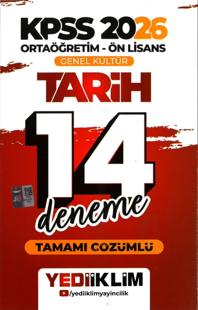 2026 KPSS Ortaöğretim Ön Lisans Genel Kültür Tarih Tamamı Çözümlü 14 Deneme Yediiklim Yayınları Panda Fotokopi & Baskı Merkezi