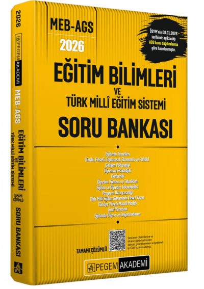 2026 MEB-AGS Eğitim Bilimleri ve Türk Milli Eğitim Sistemi Soru Bankası Çözümlü Pegem Akademi Yayınları Panda Fotokopi & Baskı Merkezi