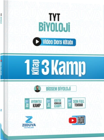 Biosem TYT Biyoloji 1 Kitap 3 Kamp Video Ders Kitabı Zeduva Yayınları Panda Fotokopi & Baskı Merkezi