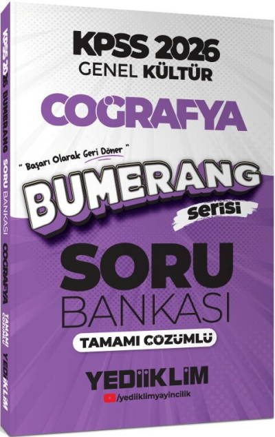 2026 KPSS Genel Kültür Bumerang Coğrafya Tamamı Çözümlü Soru Bankası Yediiklim Yayınları
