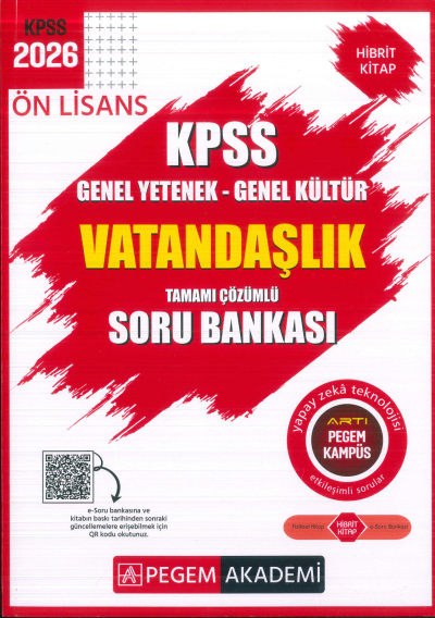 Ön Lisans KPSS Vatandaşlık Tamamı Çözümlü Soru Bankası Pegem Akademi