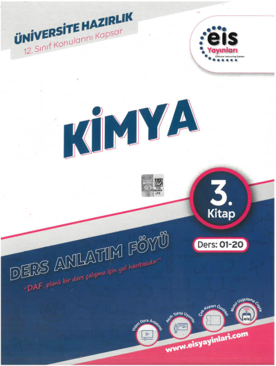 YKS Mavi Set DAF Kimya Ders Anlatım 3.Kitap EIS Yayınları Ders:01-20 12. Sınıf Konularını Kapsar Panda Fotokopi & Baskı Merkezi