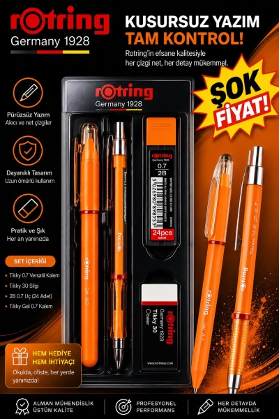 Rotring 0.7 Uçlu Kalem Jel Kalem Silgi Uç Set