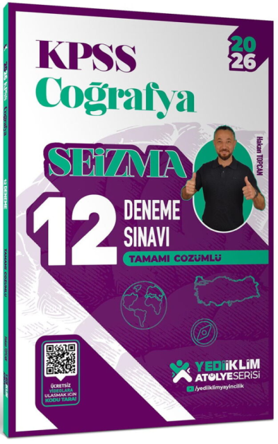2026 KPSS Atölye Serisi Coğrafya Seizma Tamamı Çözümlü 12 Deneme Sınavı Yediiklim Yayınları Panda Fotokopi & Baskı Merkezi