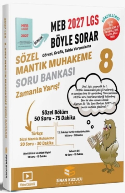 8. Sınıf 2027 Lgs Meb Böyle Sorar Sözel Mantık Muhakeme Soru Bankası Video Çözümlü Sinan Kuzucu Yayınları Panda Fotokopi & Baskı Merkezi