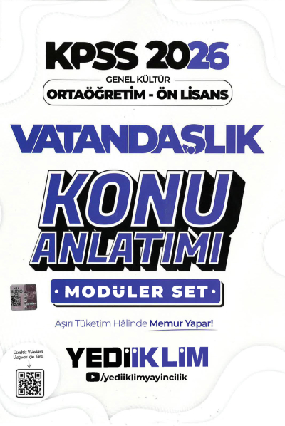 2026 KPSS Lise Ortaöğretim Ön Lisans Konu Anlatımlı Modüler VATANDAŞLIK Yediiklim Yayınları Panda Fotokopi & Baskı Merkezi