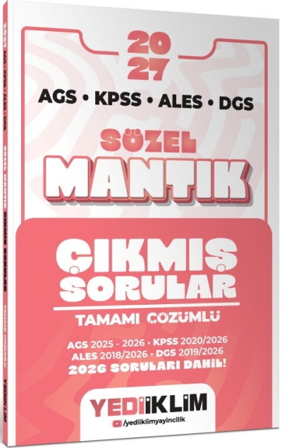 MEB AGS KPSS ALES DGS Sözel Mantık Tamamı Çözümlü Çıkmış Sorular Yediiklim Yayınları Panda Fotokopi & Baskı Merkezi