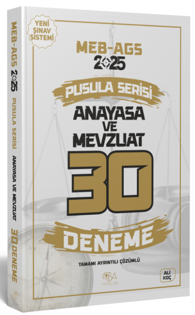 2025 MEB-AGS Anayasa ve Mevzuat 30 Deneme Çözümlü Pusula Serisi CBA Yayınları Panda Fotokopi & Baskı Merkezi
