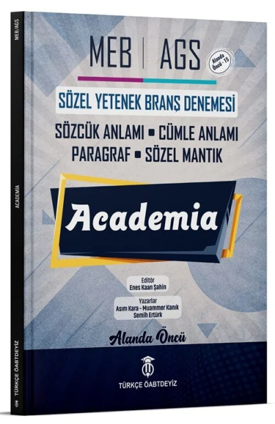 2026 MEB-AGS Sözel Yetenek Academia Branş Denemeleri Türkçe ÖABTDEYİZ