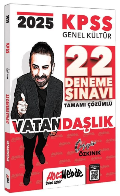 2025 KPSS GK Vatandaşlık Tamamı Çözümlü 22 Deneme Sınavı HocaWebde Yayınları