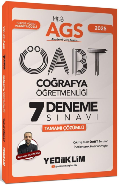 2025 MEB AGS ÖABT Coğrafya Öğretmenliği Tamamı Çözümlü 7 Deneme Sınavı Yediiklim Yayınları