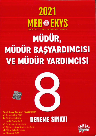 2021 MÜDÜR, MÜDÜR BAŞYARDIMCISI VE MÜDÜR YARDIMCISI SORU BANKASI 8 DENEME SINAVI Panda Fotokopi & Baskı Merkezi