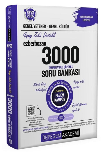 2025 KPSS Genel Yetenek Genel Kültür Ezberbozan 3000 Tamamı Çözümlü Soru Bankası Pegem Akademi Panda Fotokopi & Baskı Merkezi