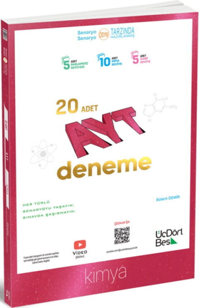 AYT Kimya 20 Deneme ÜçDörtBeş Yayınları Panda Fotokopi & Baskı Merkezi